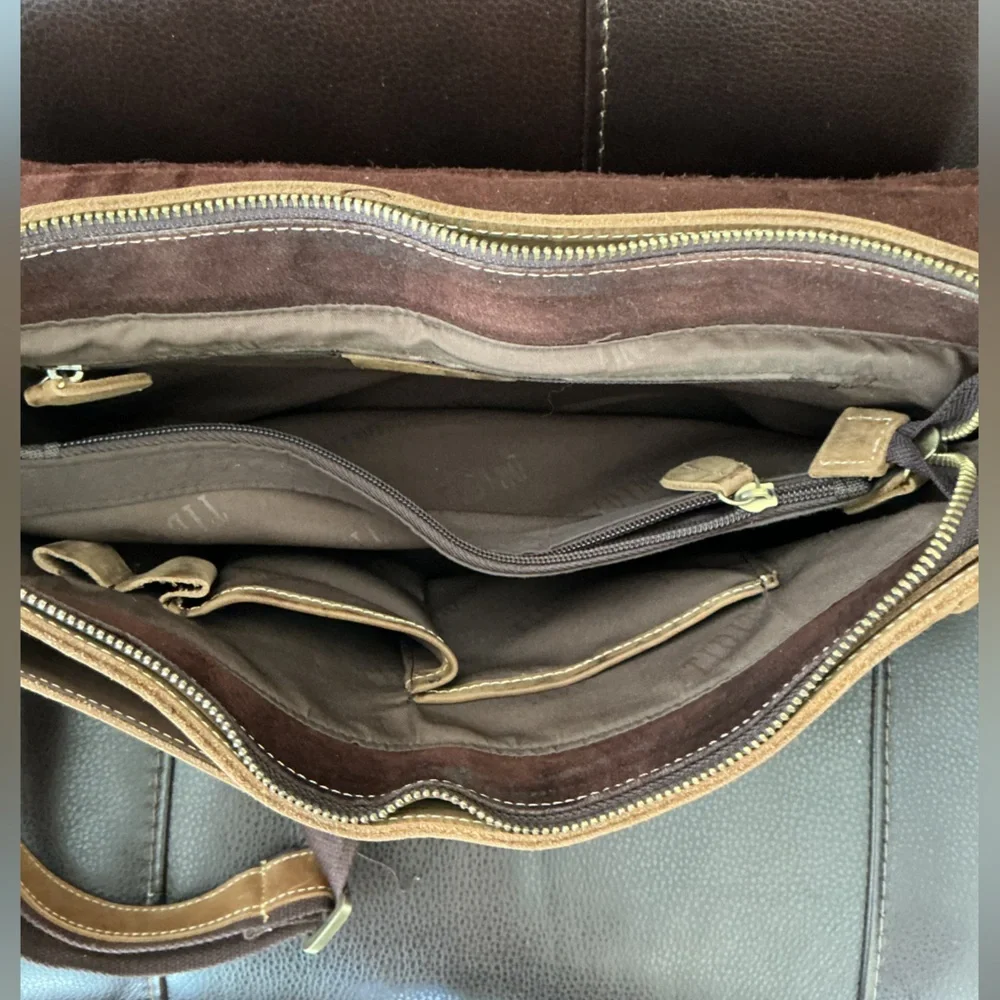 Tiding Brown Leather Messenger Bag
